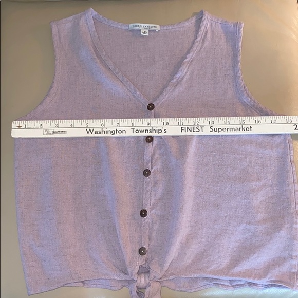 Green Envelope Linen Blend Crop Top - Picture 6 of 7